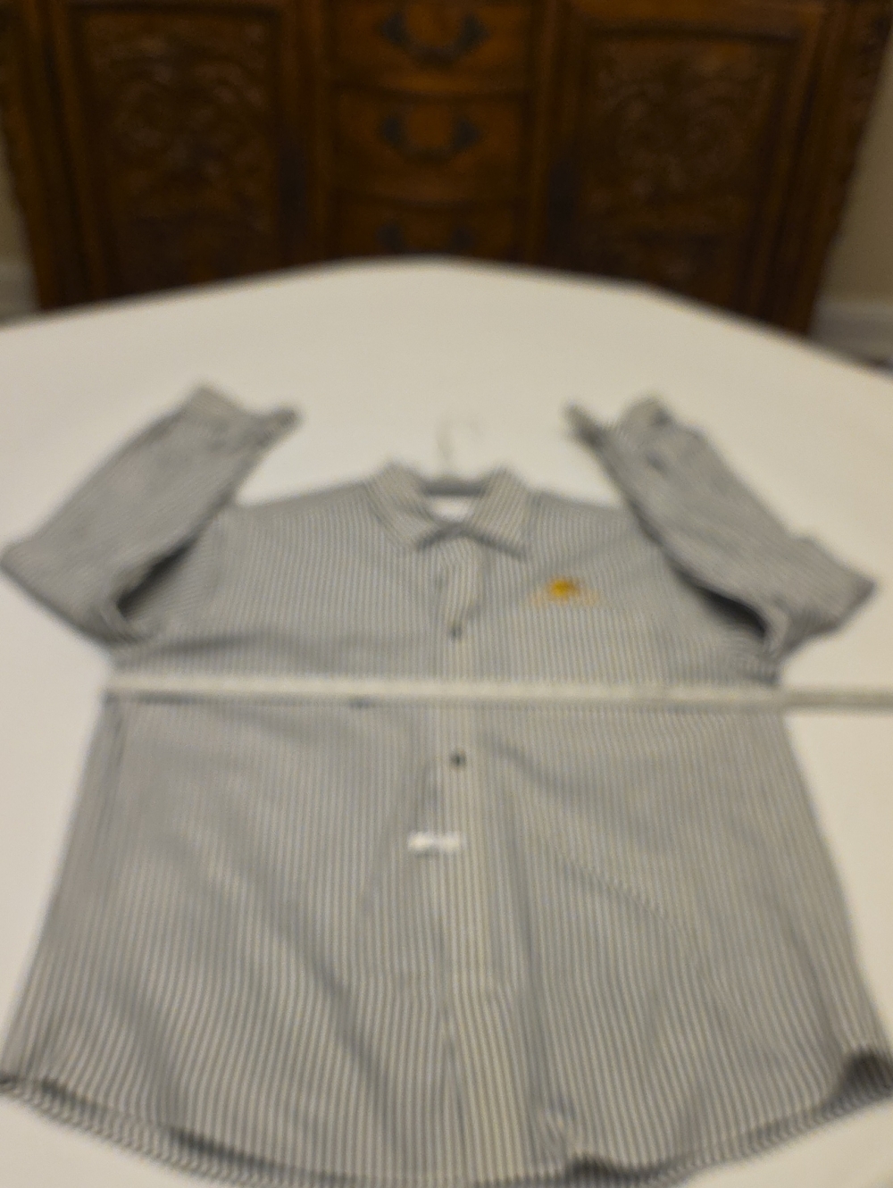 Cutter & Buck Gray and White Striped Button-Down Shirt Southern Miss Logo